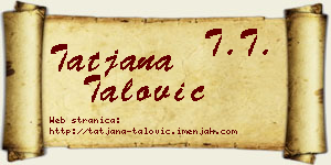 Tatjana Talović vizit kartica